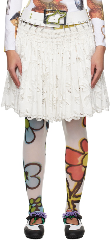 Photo: Chopova Lowena White Barley Smocked Miniskirt