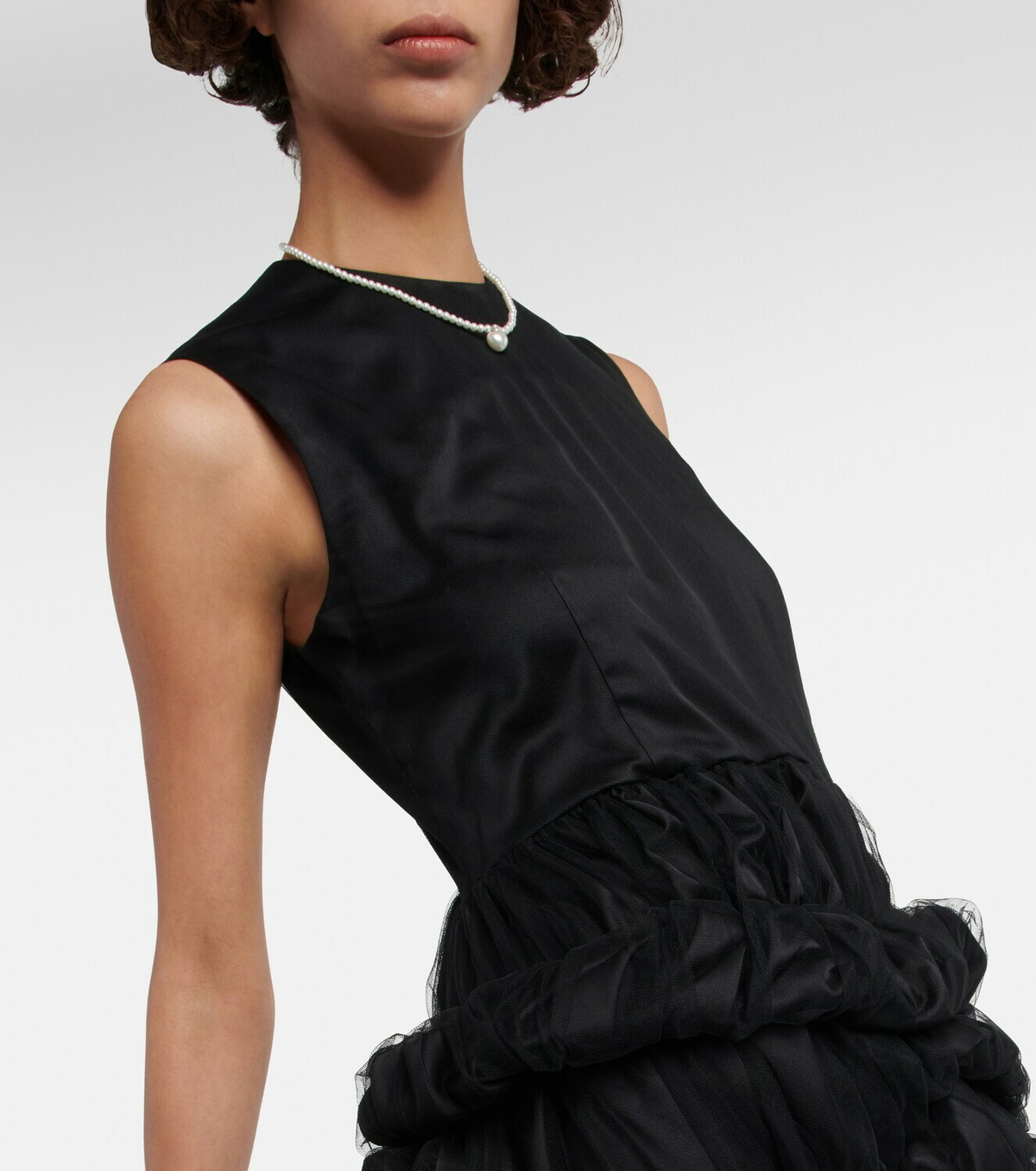 Noir Kei Ninomiya - Ruched tulle midi dress Noir Kei Ninomiya