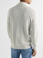 Brunello Cucinelli - Shawl-Collar Ribbed Cotton and Linen-Blend Cardigan - Neutrals