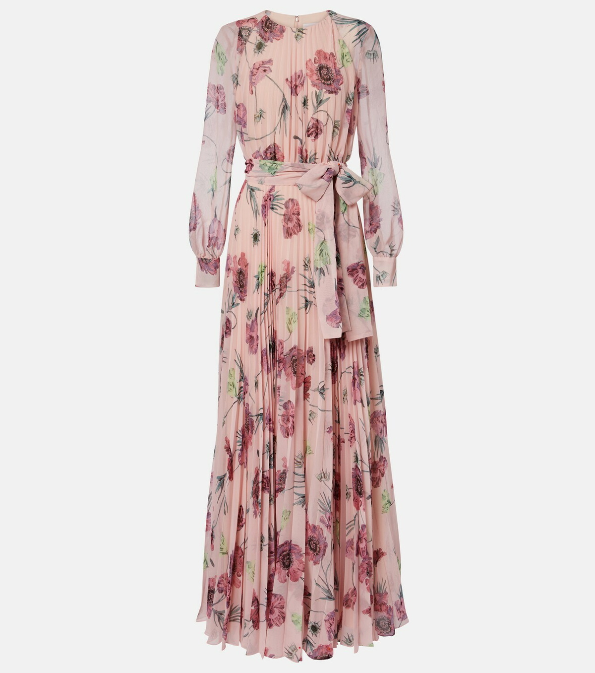 Erdem Floral pleated voile gown
