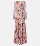 Erdem Floral pleated voile gown