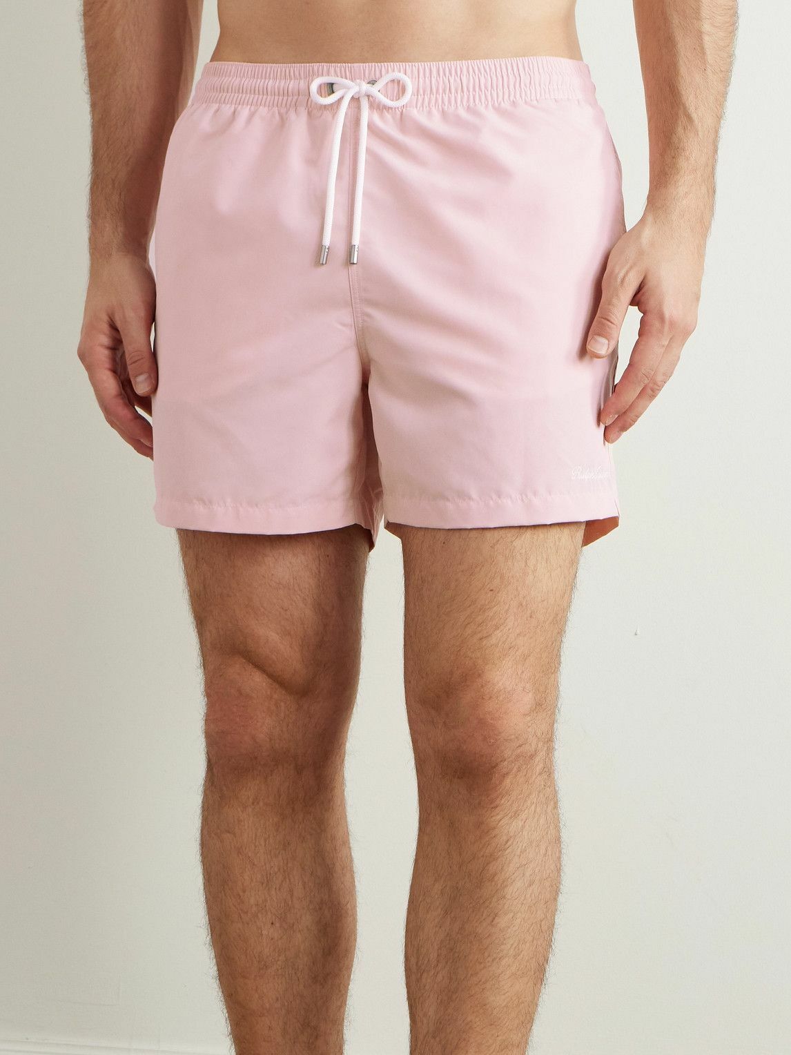 Ralph Lauren Purple label - Straight-Leg Mid-Length Logo-Embroidered Swim Shorts - Pink
