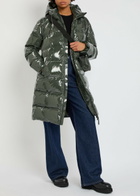 Rains Alta Long Quilted Coated Rubberised Jacket Dark Green