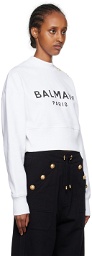 Balmain White Cropped Sweatshirt