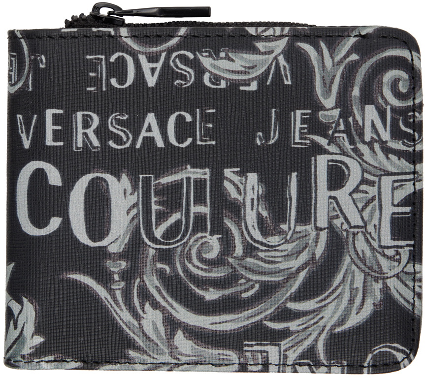 折りたたみ財布 VERSACE JEANS COUTURE Men Wallet Black 75YA5PC2ZP111 899 Versace Jeans Couture logo-plaque Leather Wallet | Black