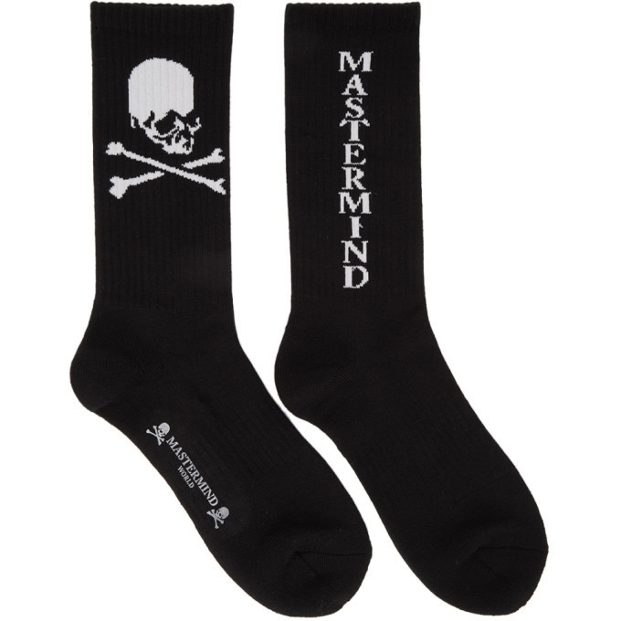 Photo: mastermind WORLD Black Version C Logo Socks