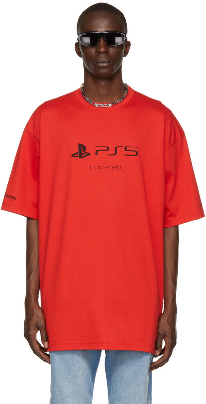 Photo: Balenciaga Red Sony Playstation Edition Boxy T-Shirt