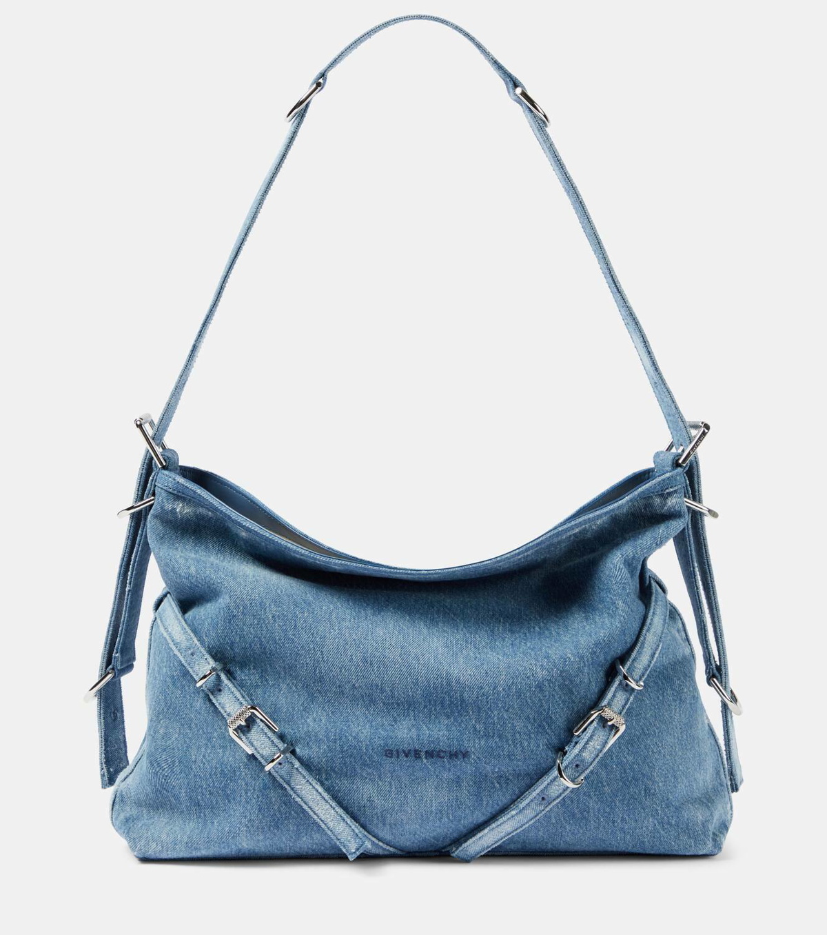 Voyou Mini denim shoulder bag in blue - Givenchy