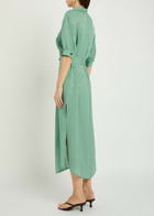 Blaze Milano Belted Silk Midi Dress Teal
