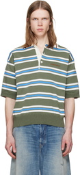 Dsquared2 Green Striped Knit Polo