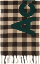 Acne Studios Brown & Green Check Logo Scarf