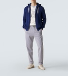 Brunello Cucinelli Logo ribbed-knit cotton zip-up hoodie