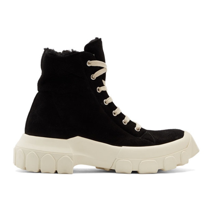 Photo: Rick Owens Black Shearling Tractor Sneaker Boots