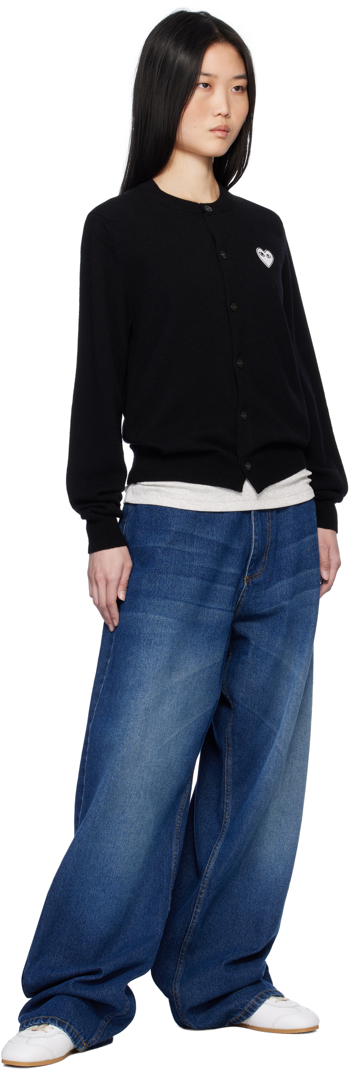 COMME des GARÇONS PLAY Black White Heart Cardigan
