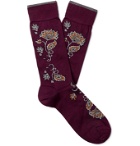 Marcoliani - Floral-Intarsia Pima Cotton-Blend Socks - Red