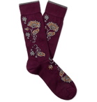 Marcoliani - Floral-Intarsia Pima Cotton-Blend Socks - Red