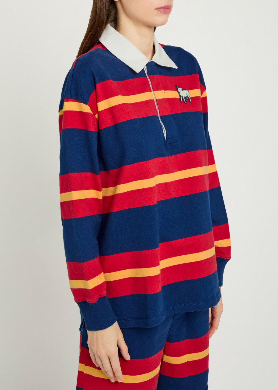 Mother The Huddle Striped Cotton Polo Shirt Multicoloured