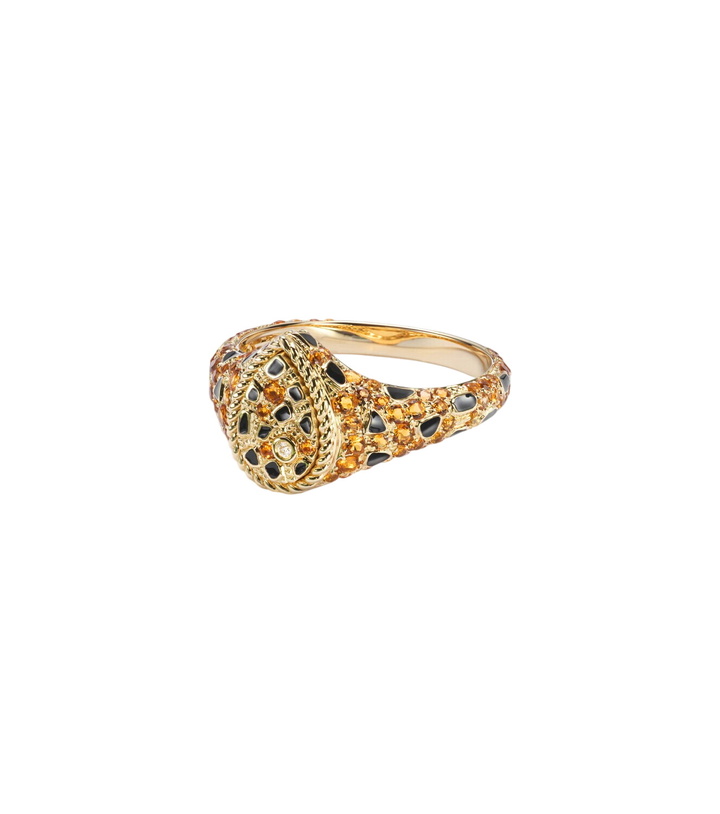 Photo: Yvonne Léon Poire Mini 9kt gold and enamel pinky ring with citrines and diamonds