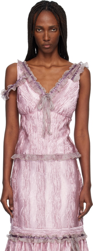 Photo: Anna Sui Pink Crushed Satin Bow Tank Top