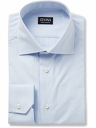 Zegna - Trofeo Striped Cotton-Poplin Shirt - Blue