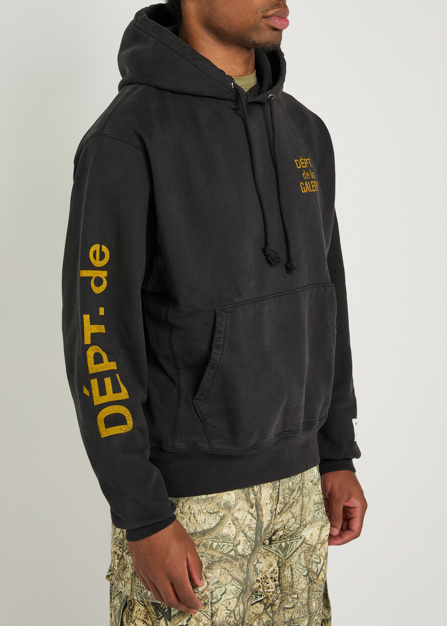 Gallery Dept. Printed Hooded Cotton Sweatshirt Black