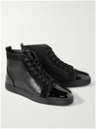 Christian Louboutin - Louis Orlato Logo-Appliquéd Felt-Trimmed Leather and Mesh High-Top Sneakers - Black