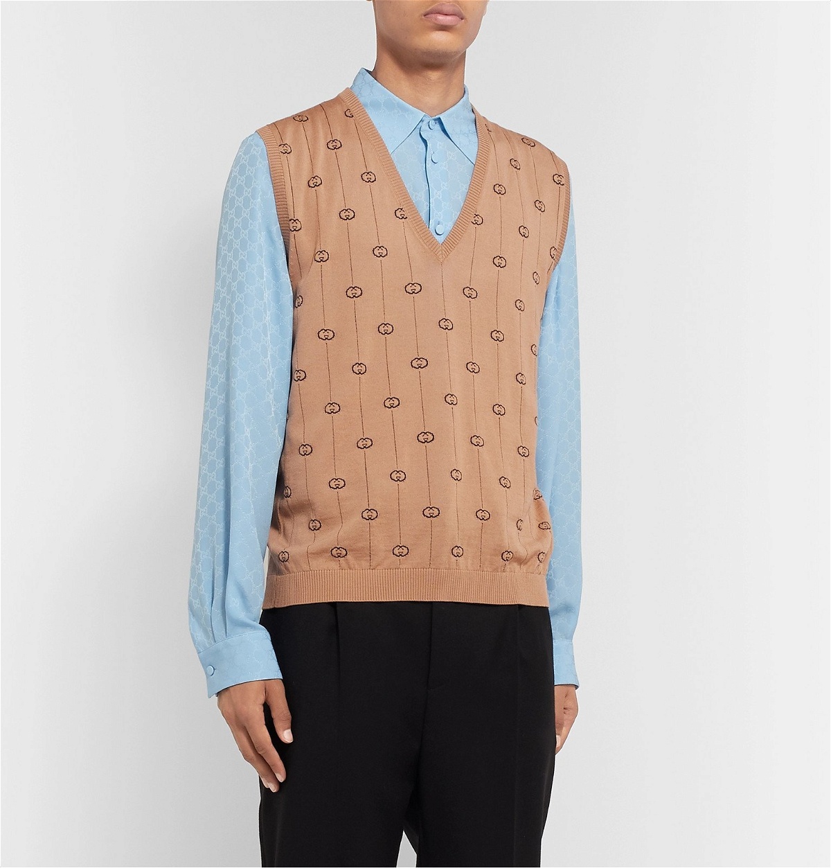 Gucci GG Argyle Knit Wool Vest in Green for Men  Lyst