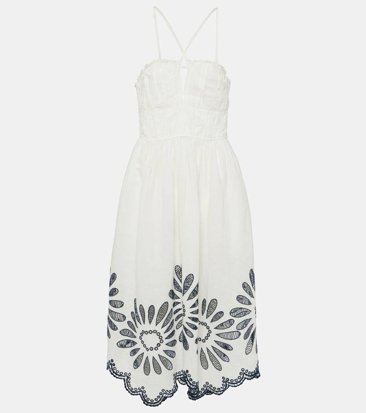 white christmas dresses Beatrice Crochet Eyelet Midi Dress in Lilac