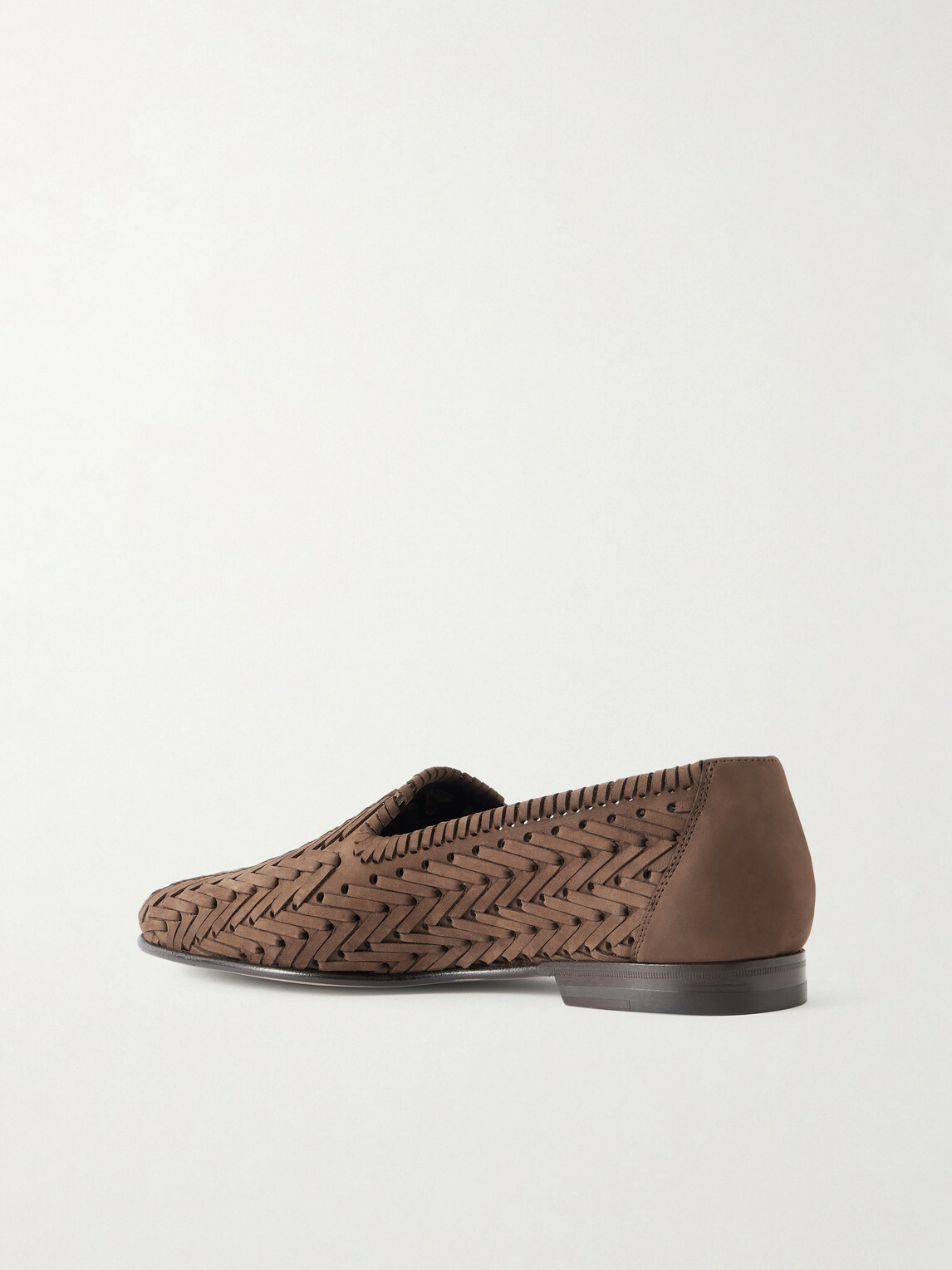 Manolo Blahnik - Mario Woven Suede Loafers - Brown