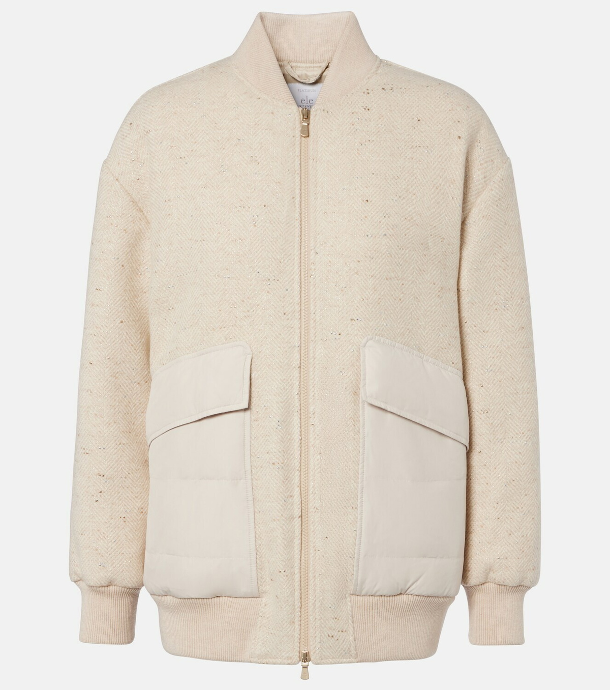 Eleventy Herringbone wool-blend down jacket