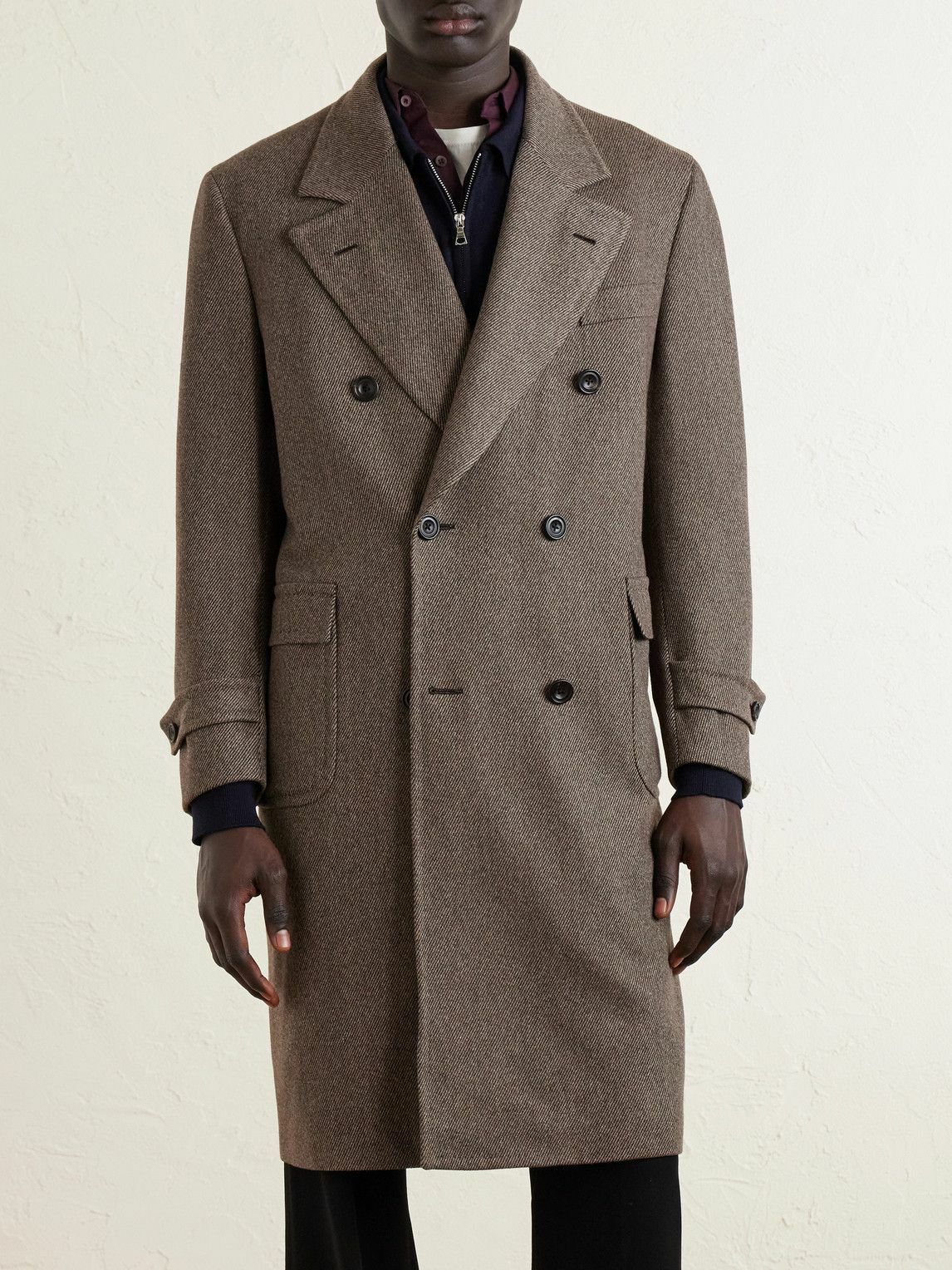 Thom Sweeney - Double-Breasted Wool-Twill Overcoat - Brown
