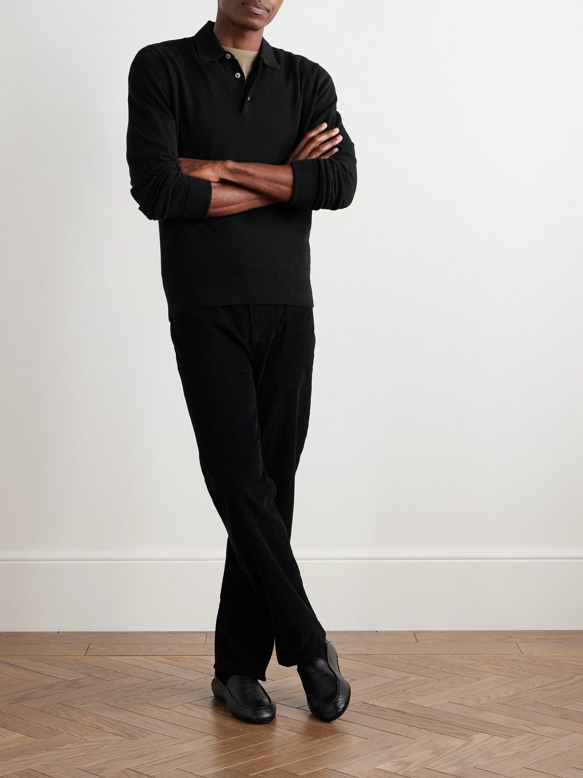 Anderson & Sheppard - Wool and Cashmere-Blend Polo Shirt - Black