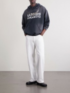 Satoshi Nakamoto - Logo-Print Embellished Cotton-Jersey Hoodie - Black