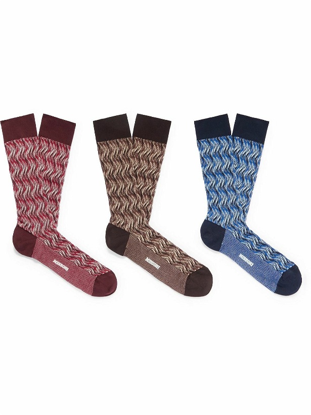 Photo: Missoni - Three-Pack Crochet-Knit Cotton-Blend Socks - Multi