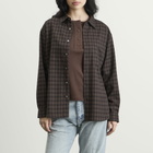 DUNST Women's Checked Flannel Shirt in Khaki