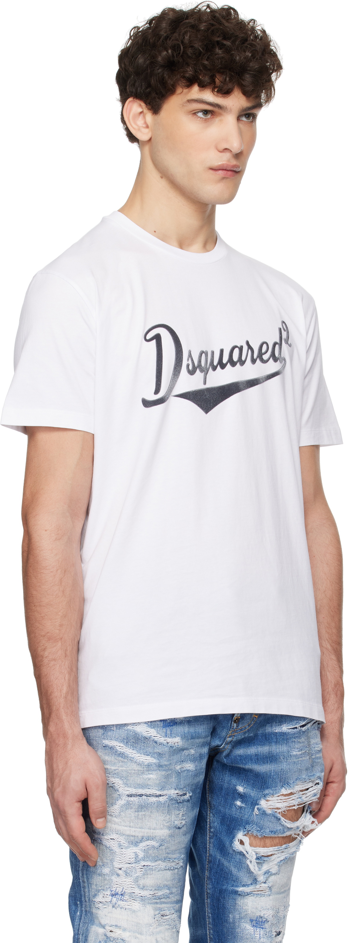 Dsquared2　Cool Fit ロゴプリント　半袖Tシャツ　ホワイト　XL Dsquared2 White Cool Fit Velvet Logo T-shirt Dsquared2