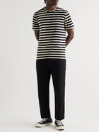 YMC - Wild Ones Appliquéd Striped Organic Cotton-Jersey T-Shirt - Black