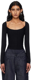 Mugler Black Ottoman Knit T-shirt