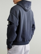 KAPITAL - Reversible Distressed Printed Cotton-Jersey Hoodie - Blue