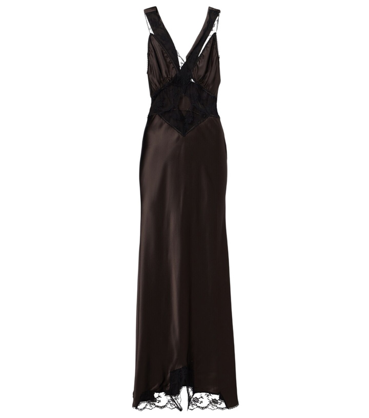 Photo: SIR Lace-trimmed silk maxi dress
