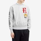 Aries Men's College Cross Grain Crew Sweat in Grey Marl