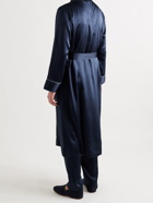 Derek Rose - Bailey Piped Silk Robe - Blue