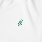 Sporty & Rich Long Sleeve SRC Terry Polo Shirt in White/Kelly Green