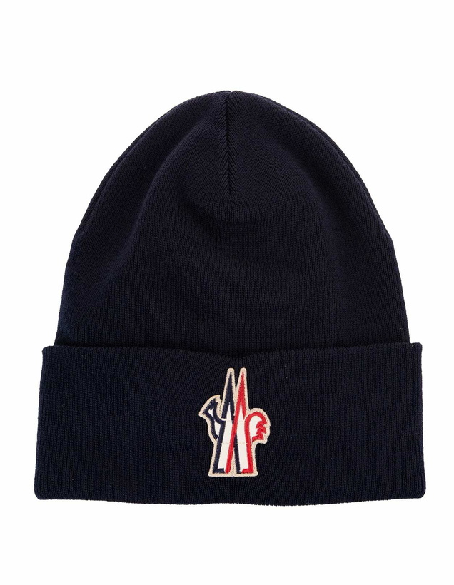 Photo: Moncler Grenoble Navy Blue Pure Wool Hat