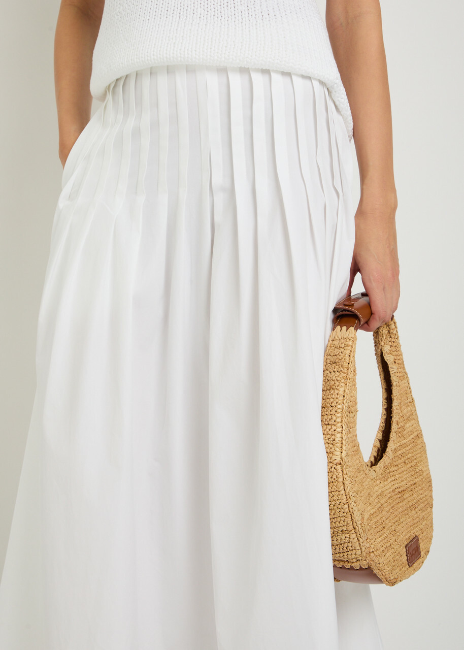 Rohe Pleated Cotton-poplin Maxi Skirt White