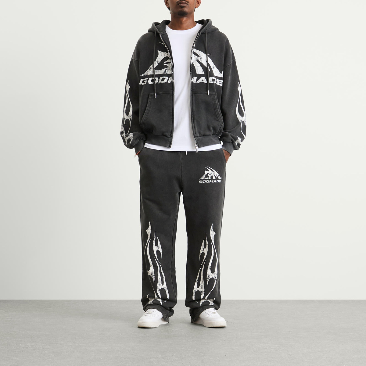 God Made Men's GM Logo Sweatpants in Washed Grey