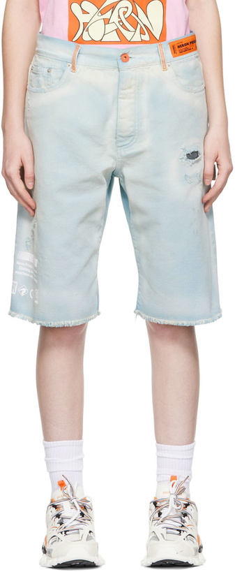 Photo: Heron Preston Blue Distressed Shorts