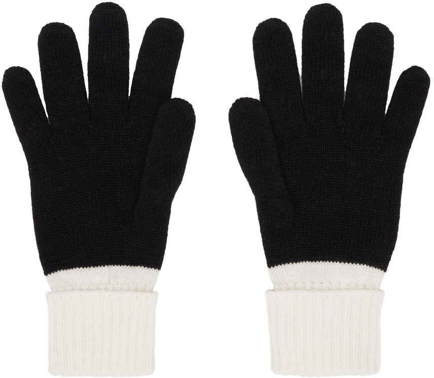 GLOVES IN BLACK CASHMERE WITH WHITE LOGO 405907