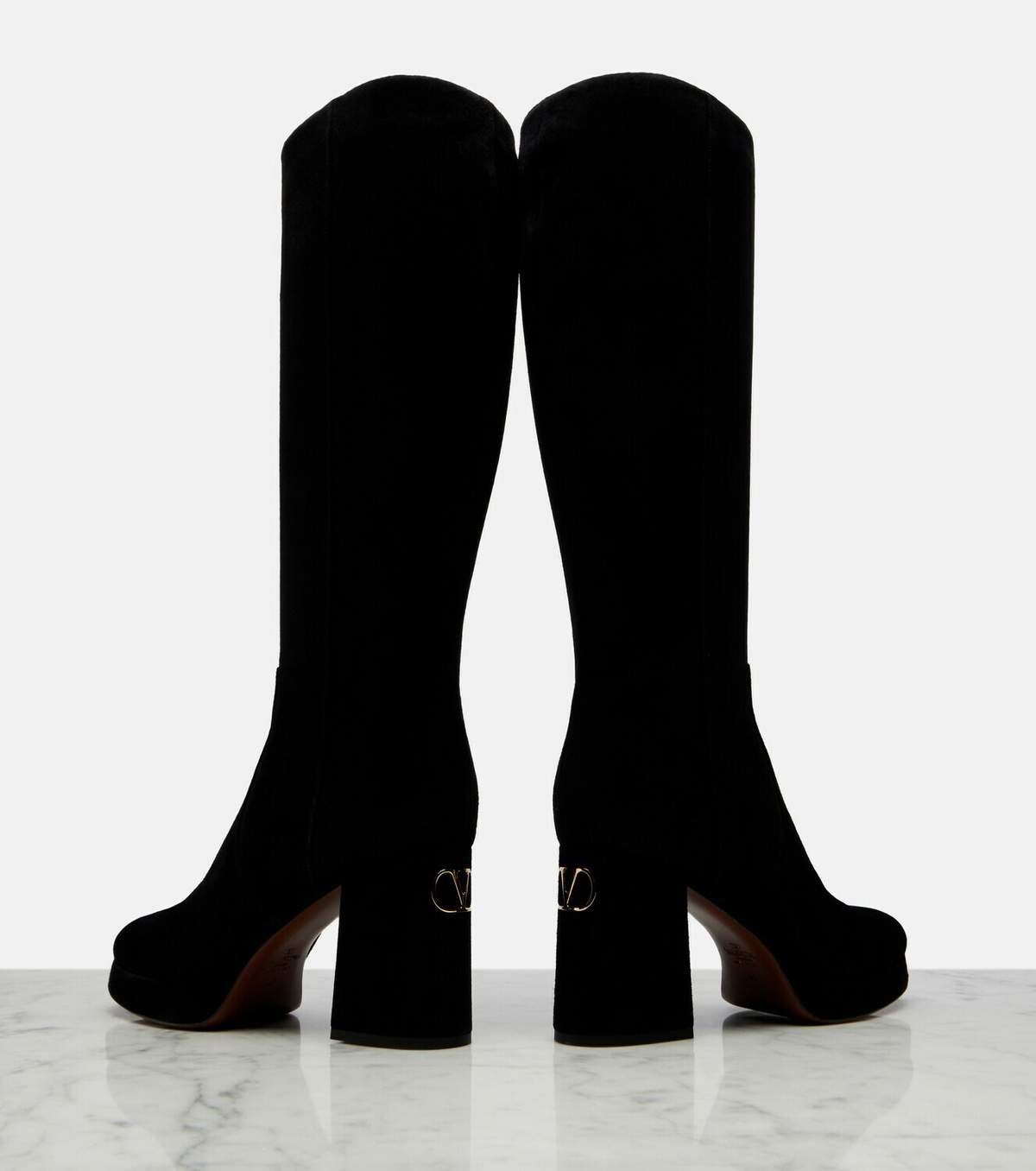 Valentino Garavani Fawcette VLogo suede knee-high boots