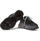 Balenciaga - Triple S Clear Sole Mesh, Nubuck and Leather Sneakers - Black